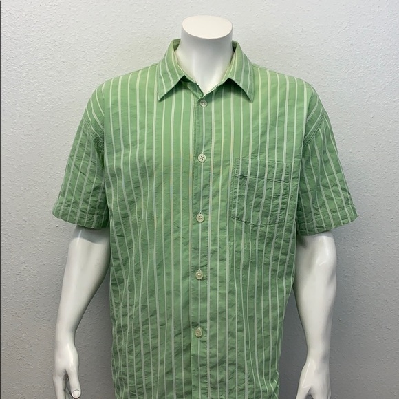 SIGNUM Green Textured Short Sleeve Button Up Shirt - Picture 1 of 5